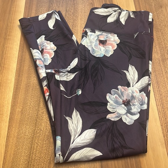 Jockey Women's Performance Printed Ankle Legging Plum Sketched Floral Size M - Picture 1 of 6